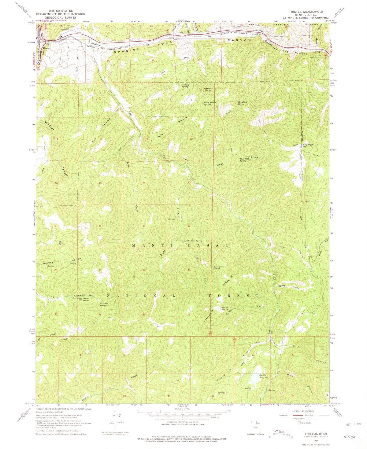 1967 Thistle, UT - Utah - USGS Topographic Map