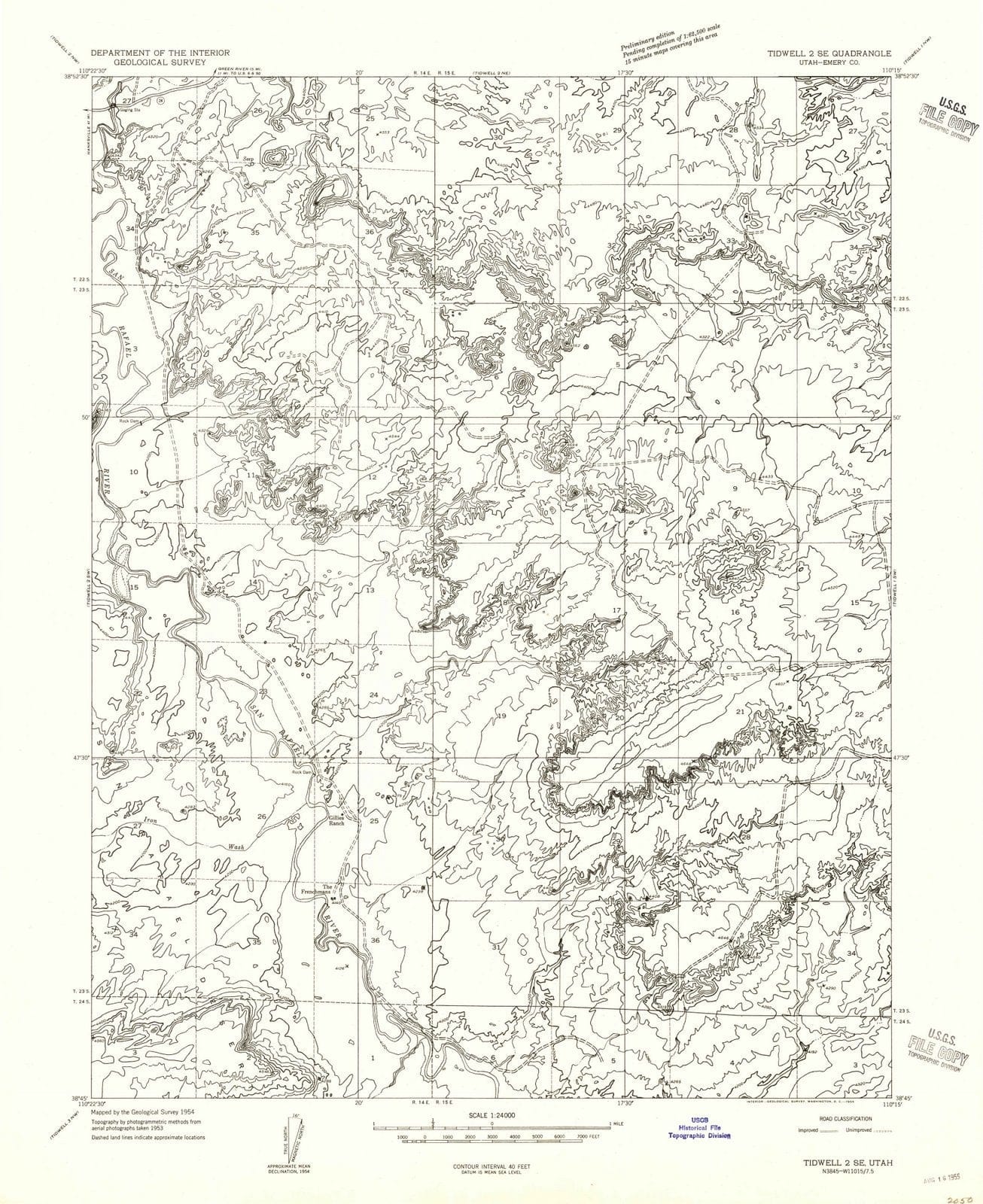 1954 Tidwell 2, UT - Utah - USGS Topographic Map v2