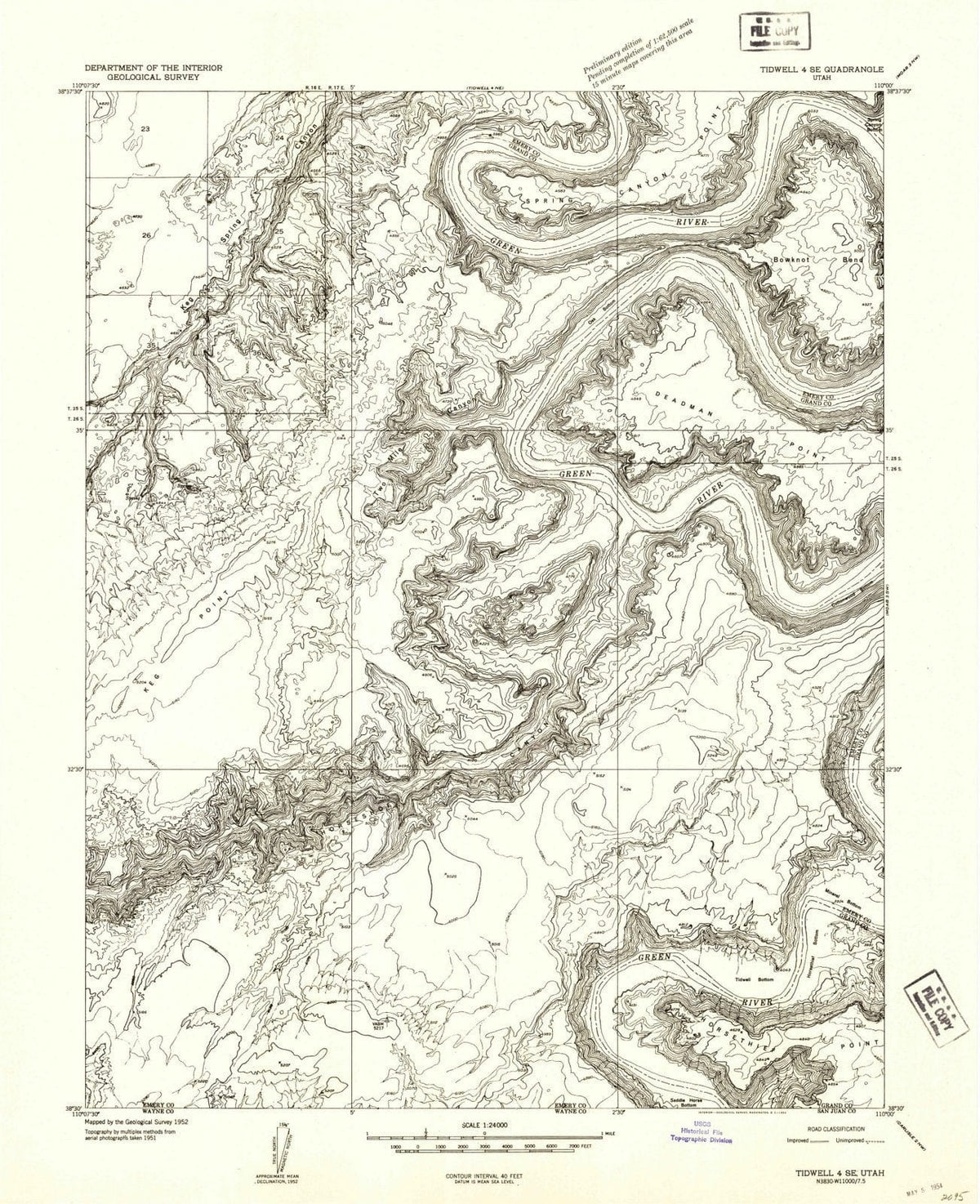 1952 Tidwell 4, UT - Utah - USGS Topographic Map v2