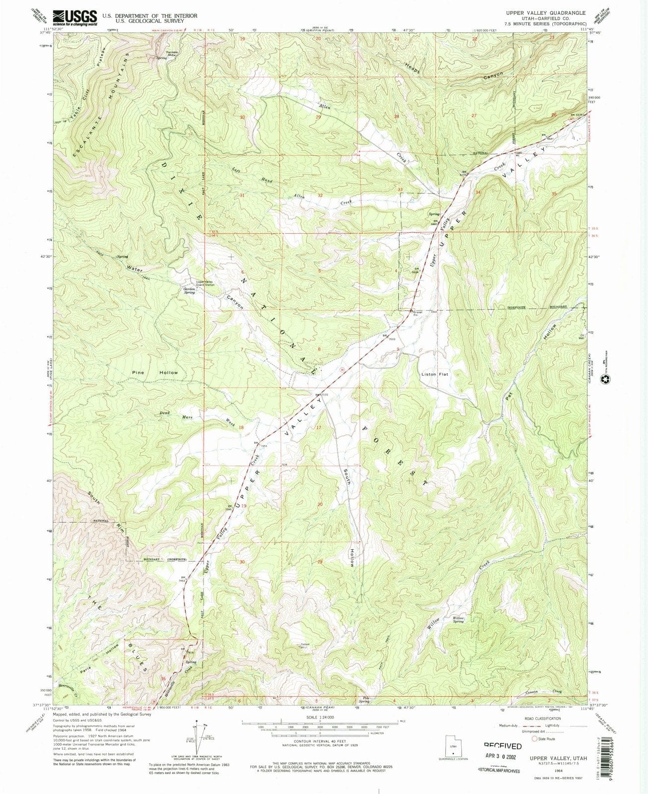 1964 Upper Valley, UT - Utah - USGS Topographic Map