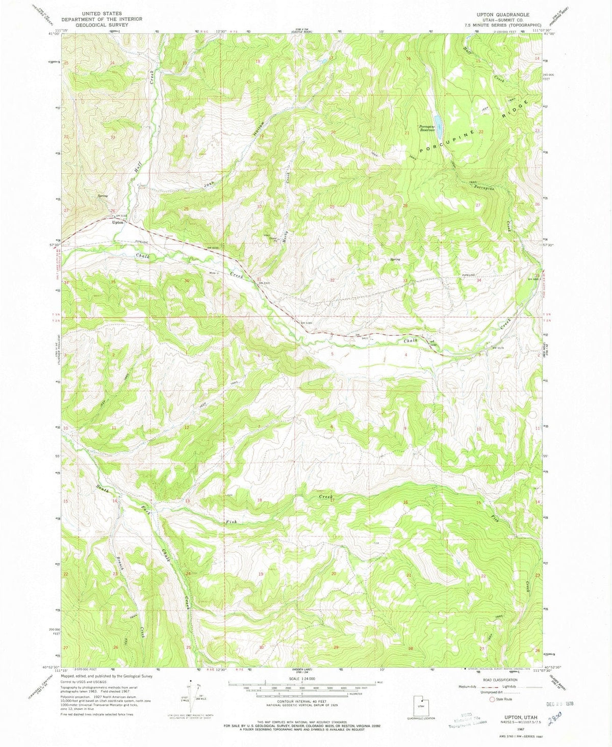 1967 Upton, UT - Utah - USGS Topographic Map