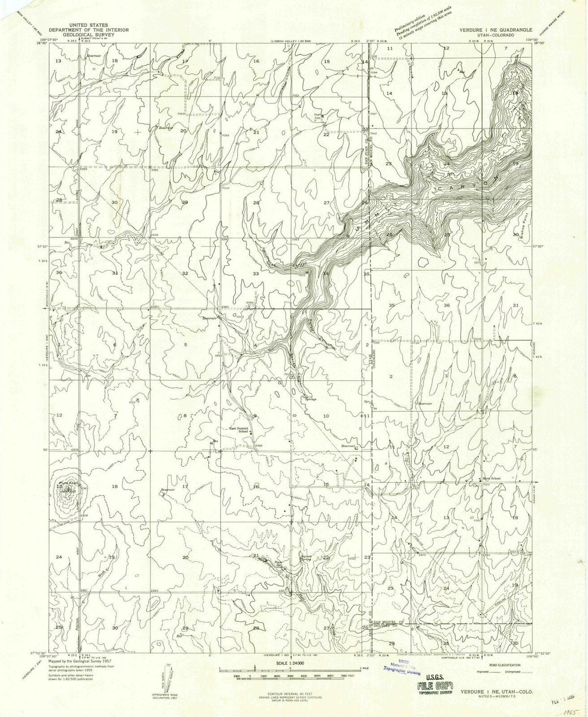 1959 Verdure 1, UT - Utah - USGS Topographic Map