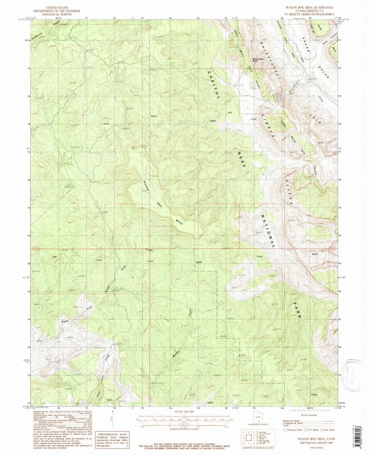 1987 Wagon Box Mesa, UT - Utah - USGS Topographic Map