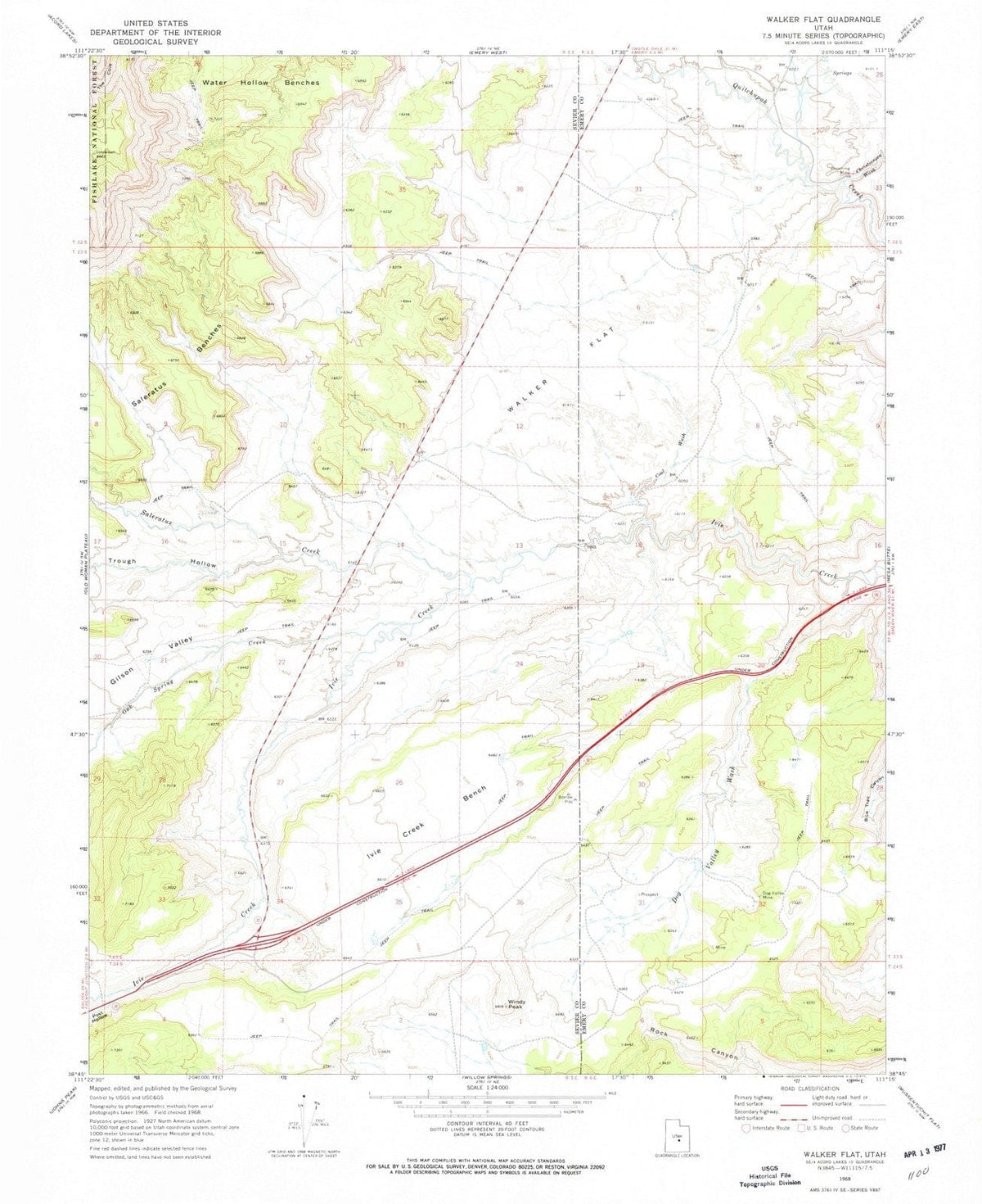 1968 Walker Flat, UT - Utah - USGS Topographic Map