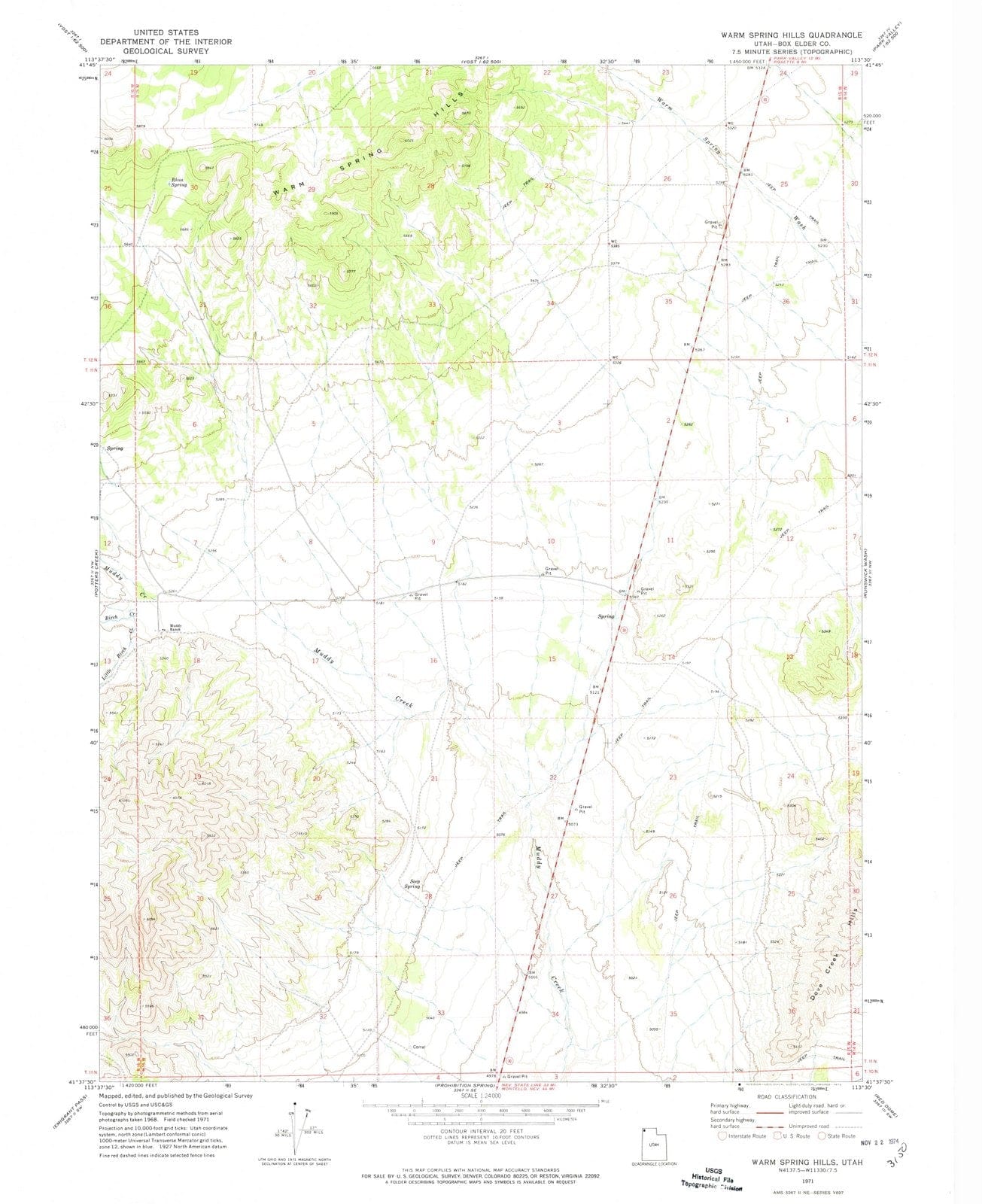 1971 Warm Spring Hills, UT - Utah - USGS Topographic Map
