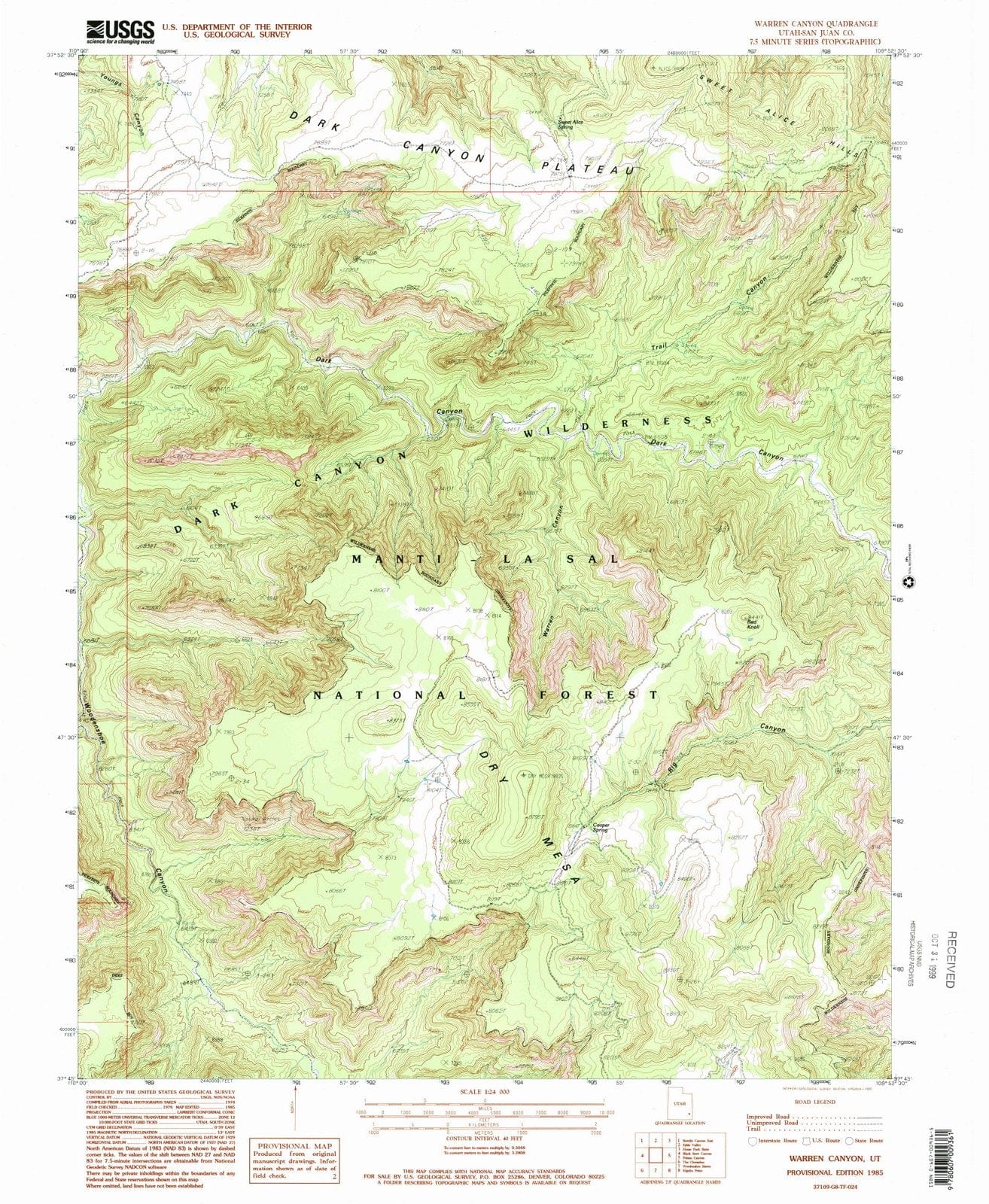 1985 Warren Canyon, UT - Utah - USGS Topographic Map