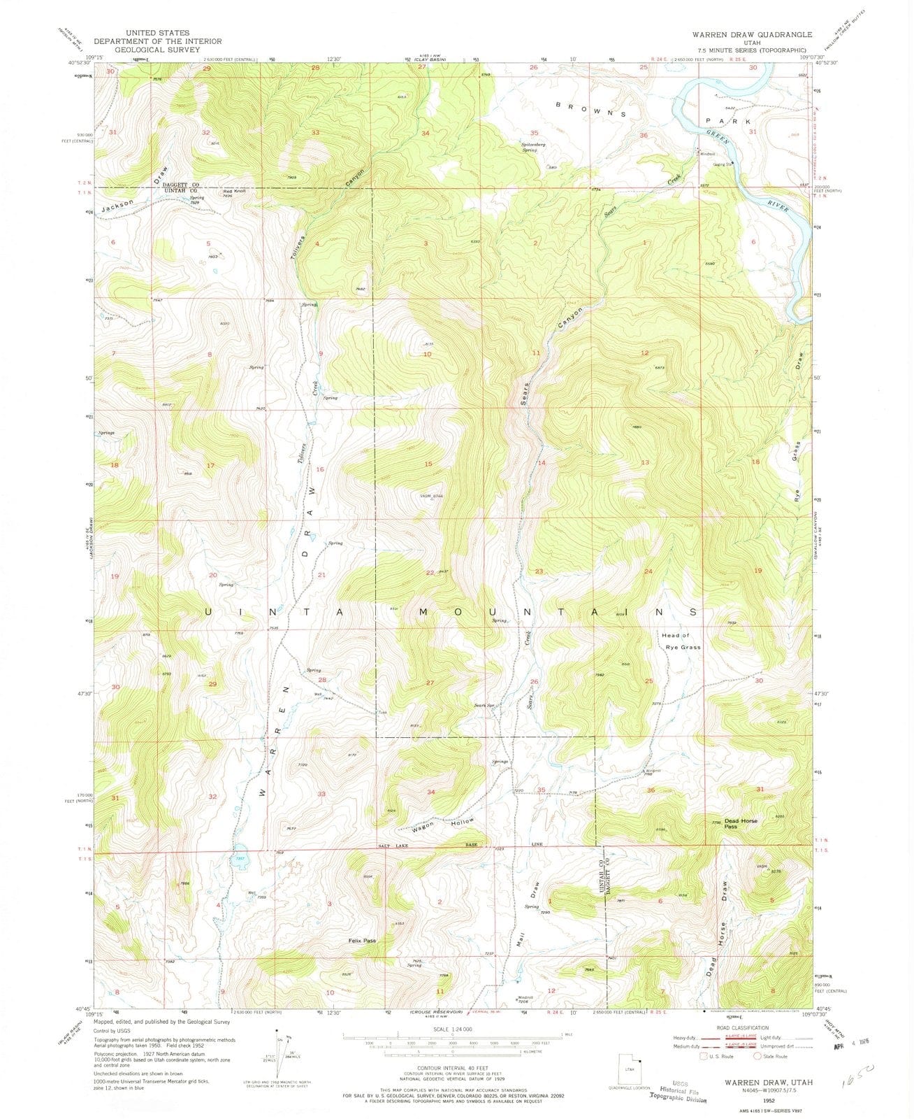1952 Warrenraw, UT - Utah - USGS Topographic Map