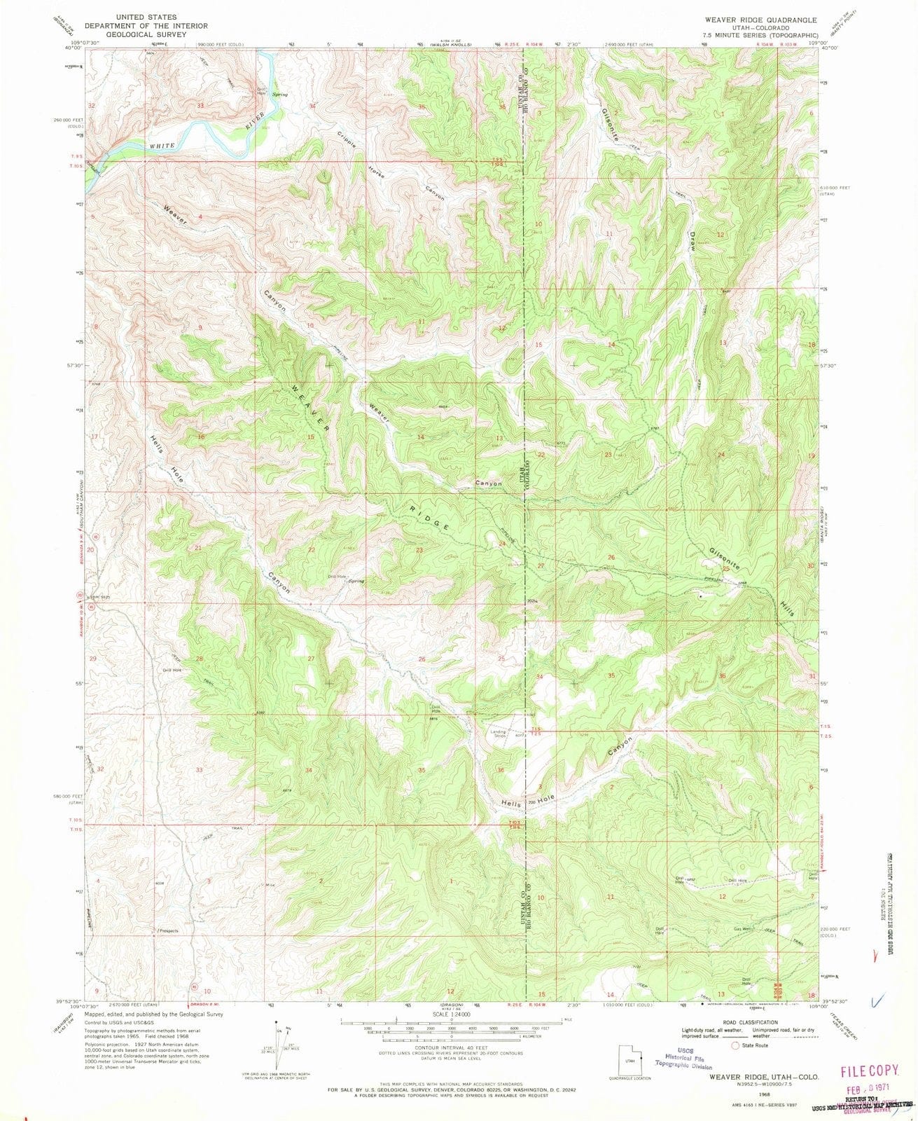 1968 Weaver Ridge, UT - Utah - USGS Topographic Map