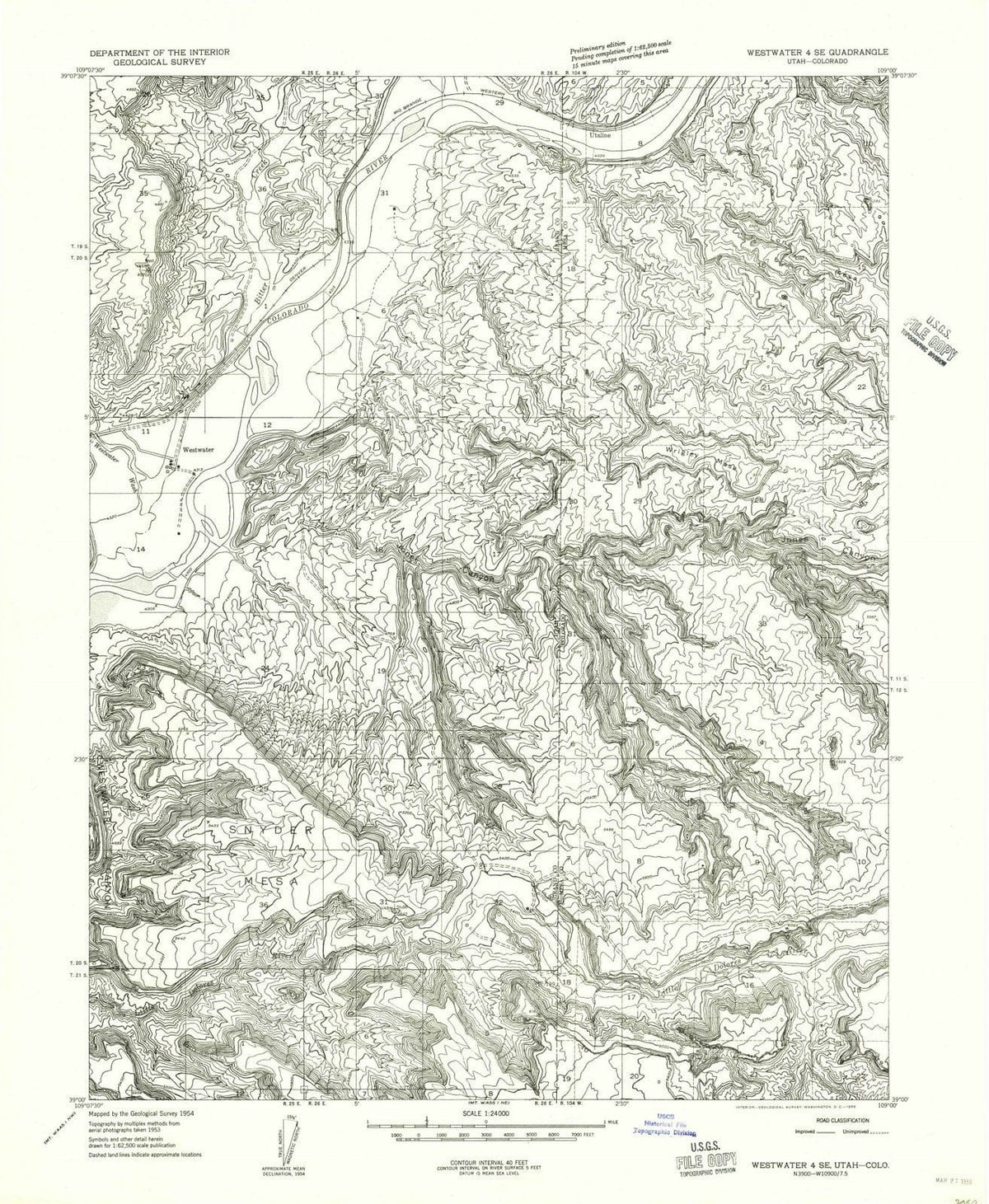 1956 Westwater 4, UT - Utah - USGS Topographic Map