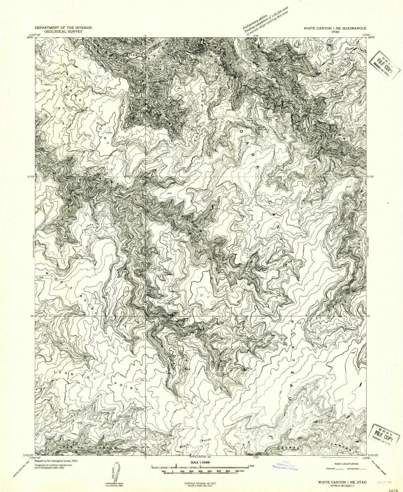 1954 White Canyon 1, UT - Utah - USGS Topographic Map