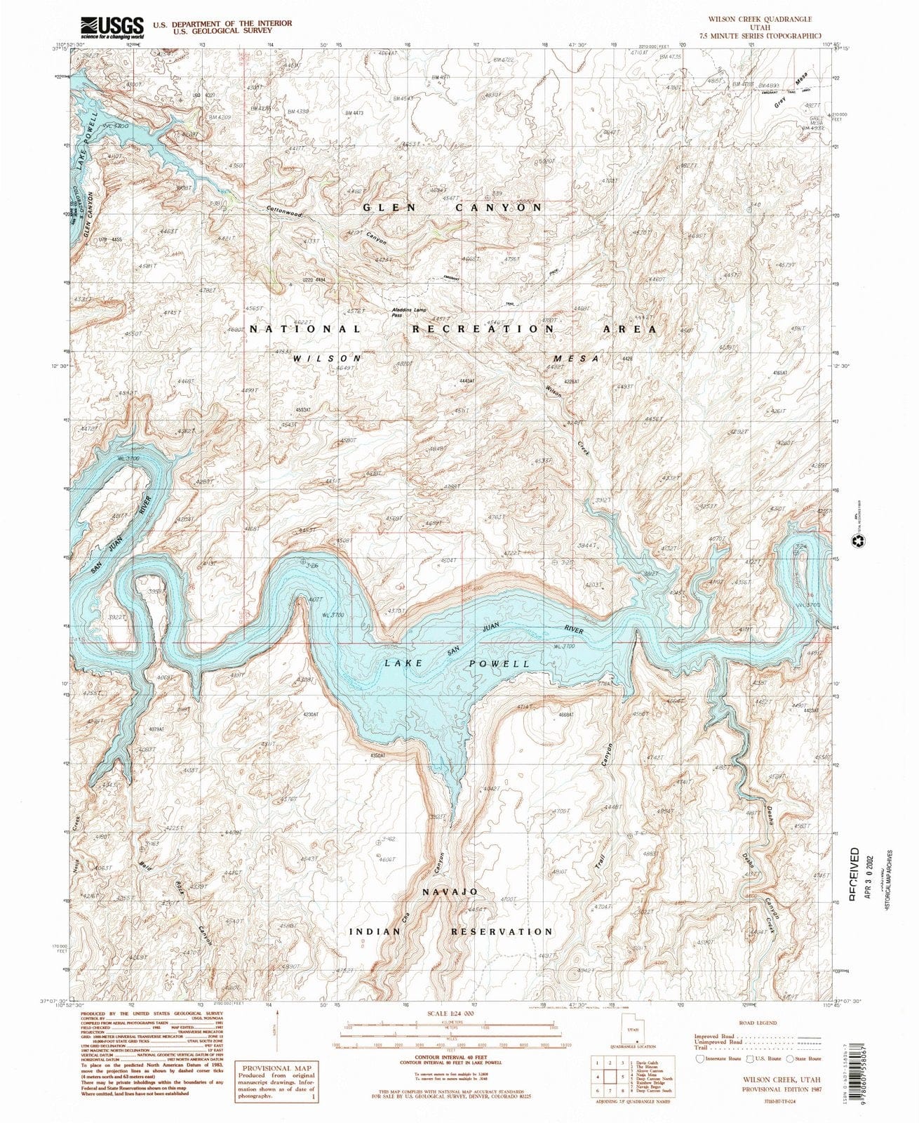 1987 Wilson Creek, UT - Utah - USGS Topographic Map