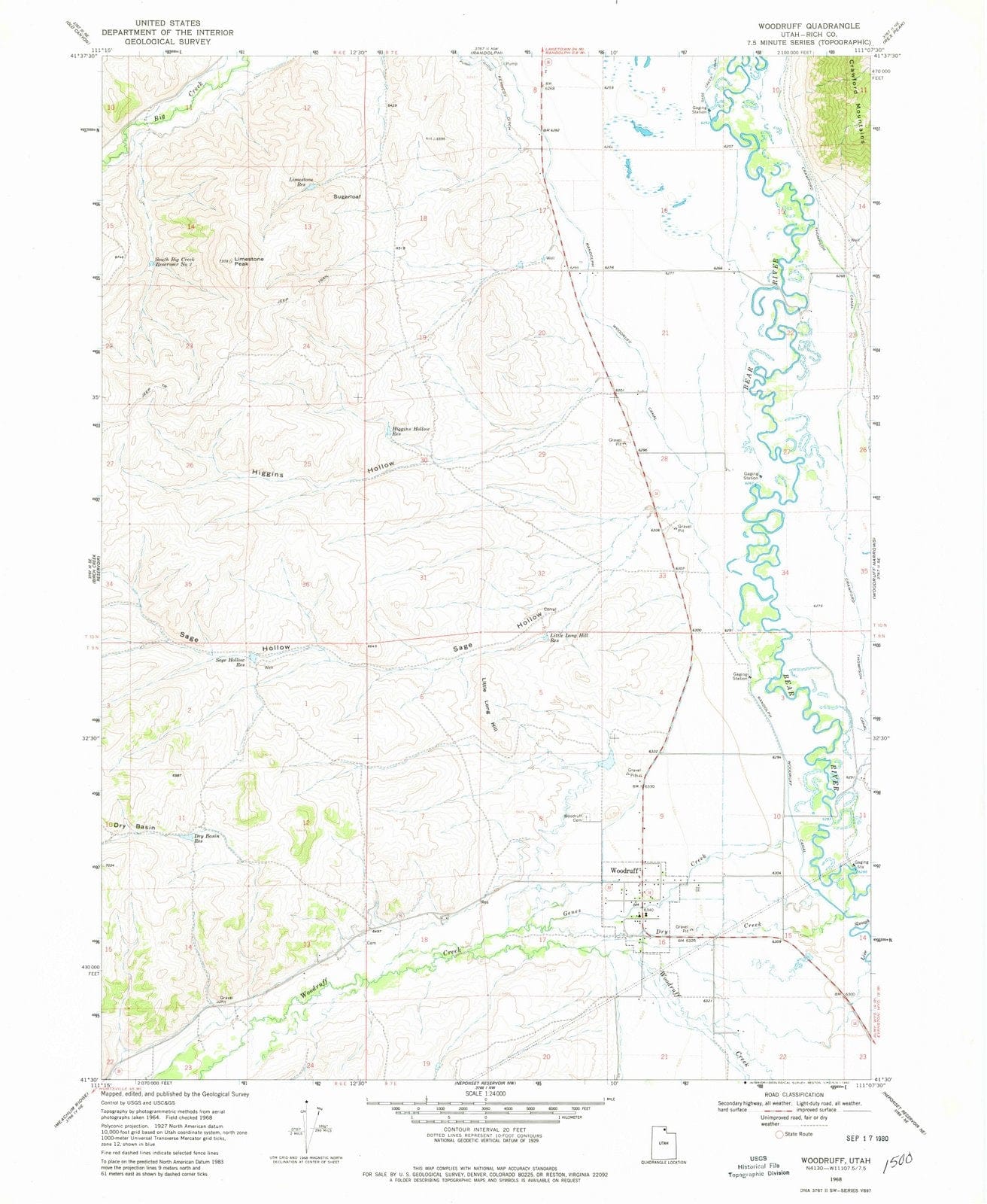 1968 Woodruff, UT - Utah - USGS Topographic Map