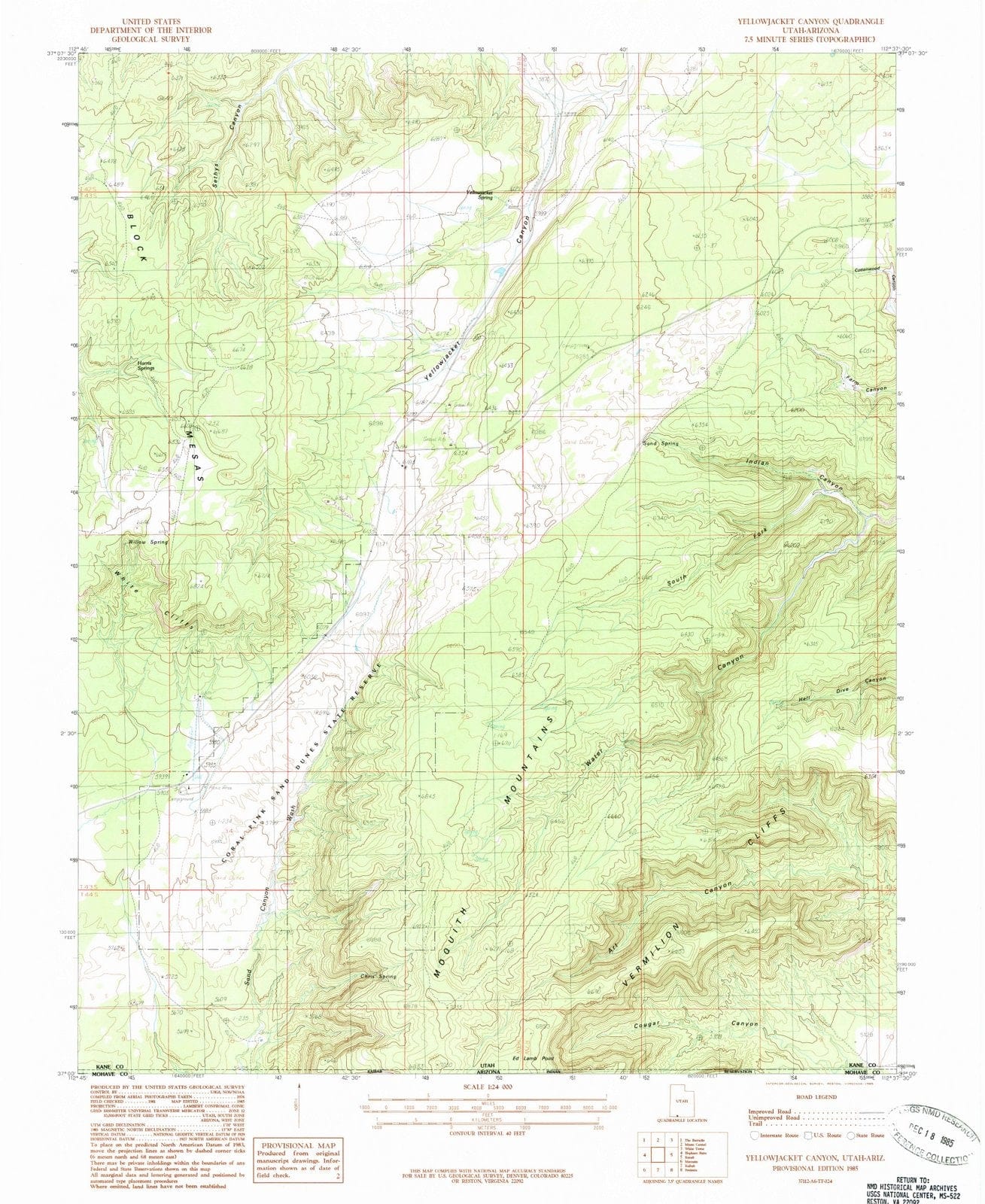 1985 Yellowjacket Canyon, UT - Utah - USGS Topographic Map