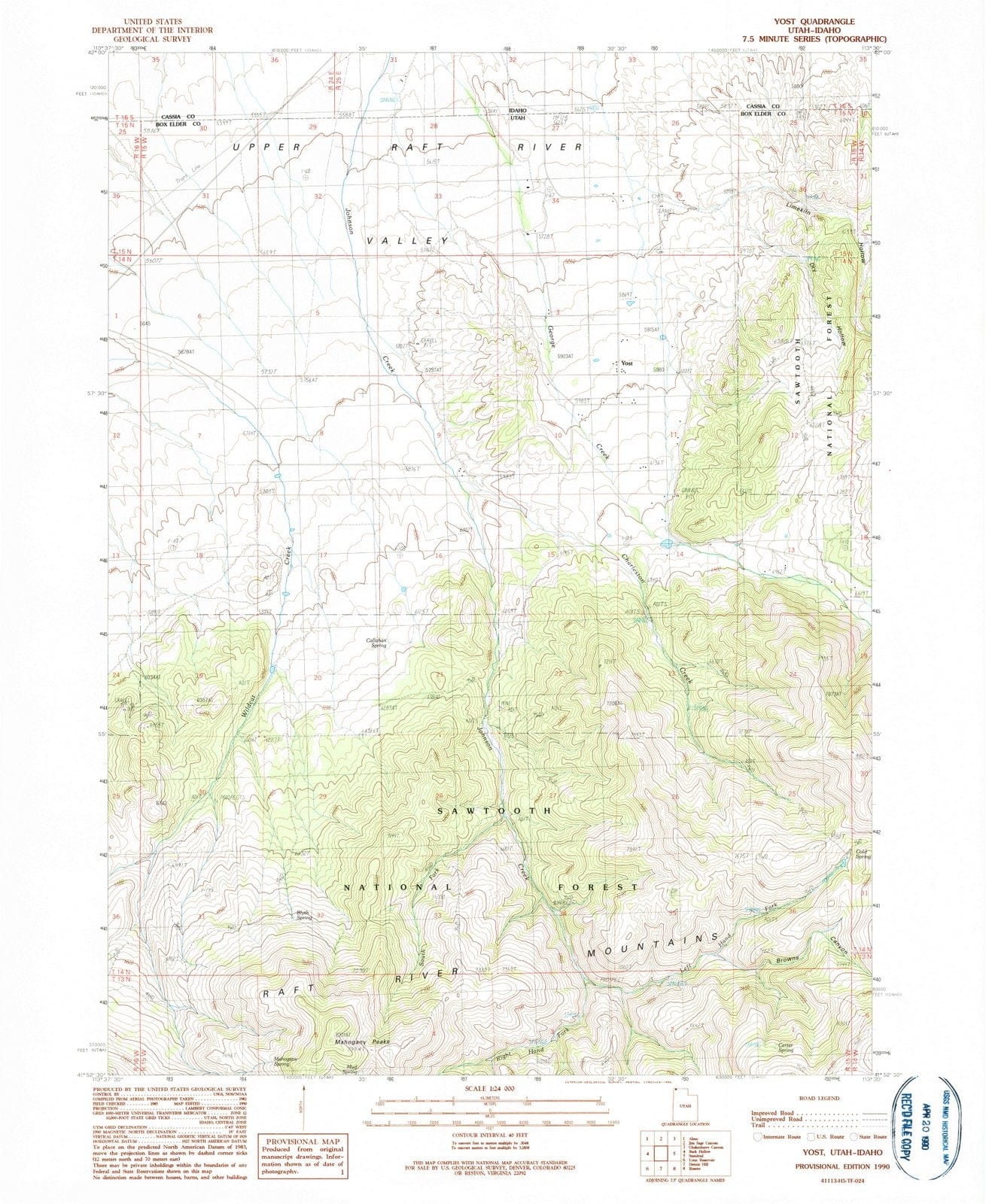 1990 Yost, UT - Utah - USGS Topographic Map