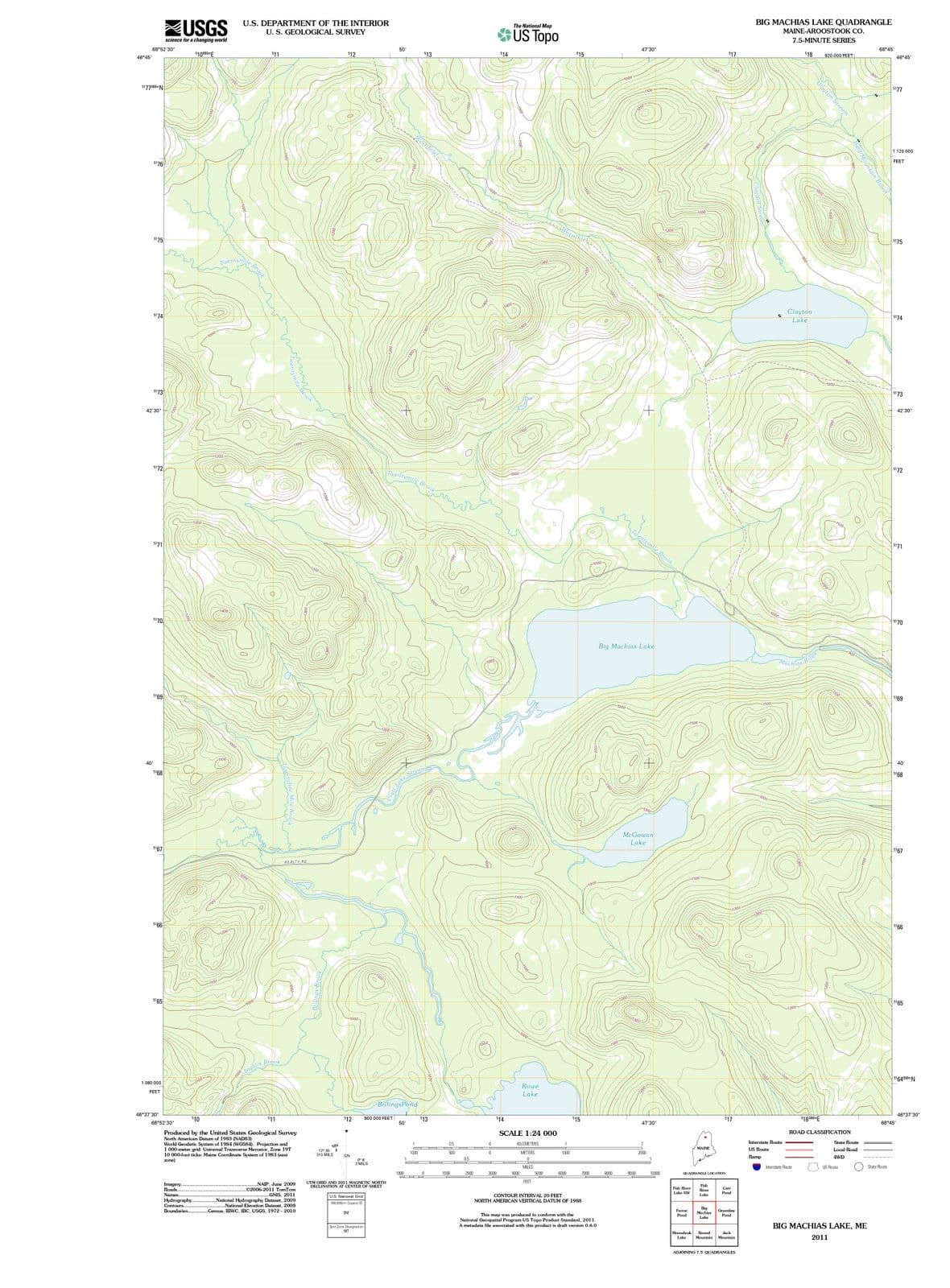 2011 Big Machias Lake, ME - Maine - USGS Topographic Map