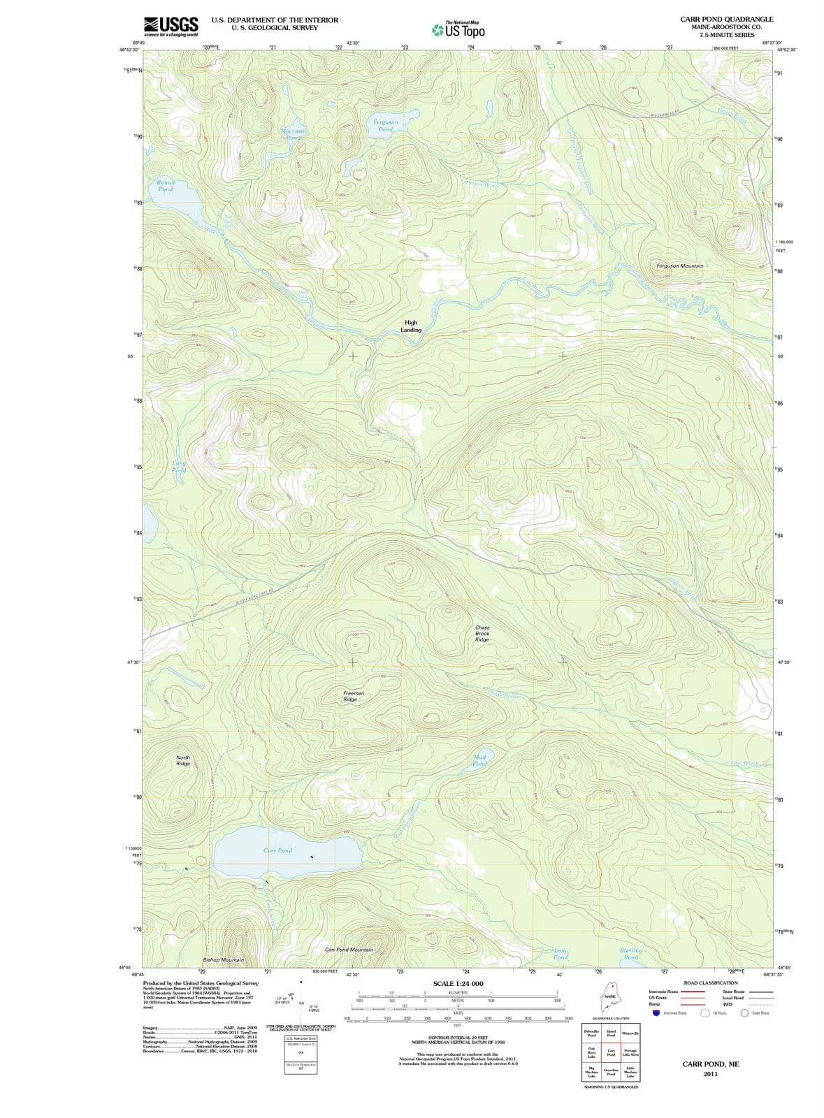 2011 Carr Pond, ME - Maine - USGS Topographic Map