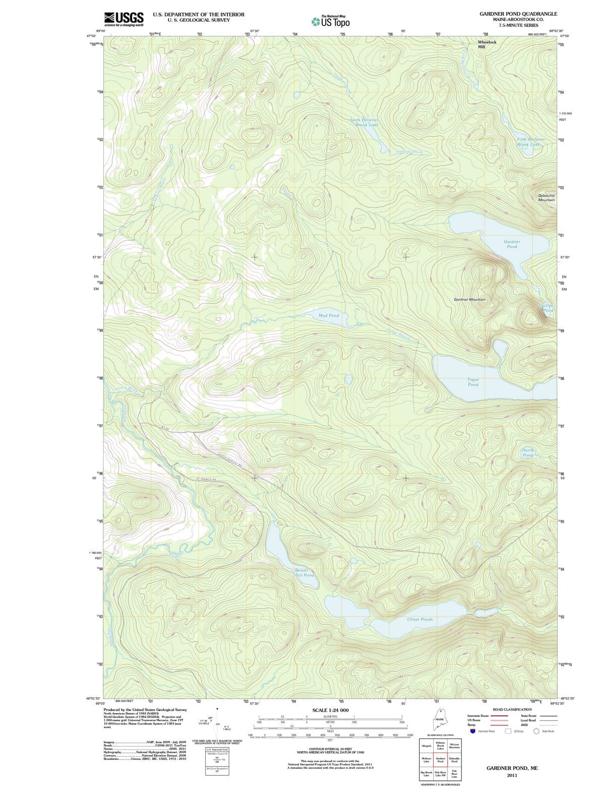 2011 Gardner Pond, ME - Maine - USGS Topographic Map