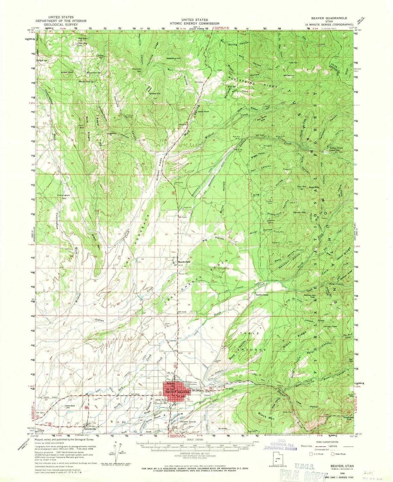 1958 Beaver, UT - Utah - USGS Topographic Map