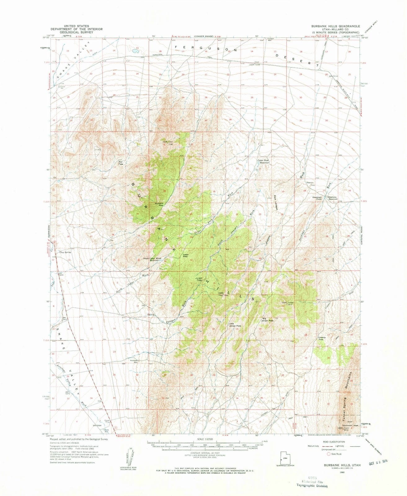 1960 Burbank Hills, UT - Utah - USGS Topographic Map