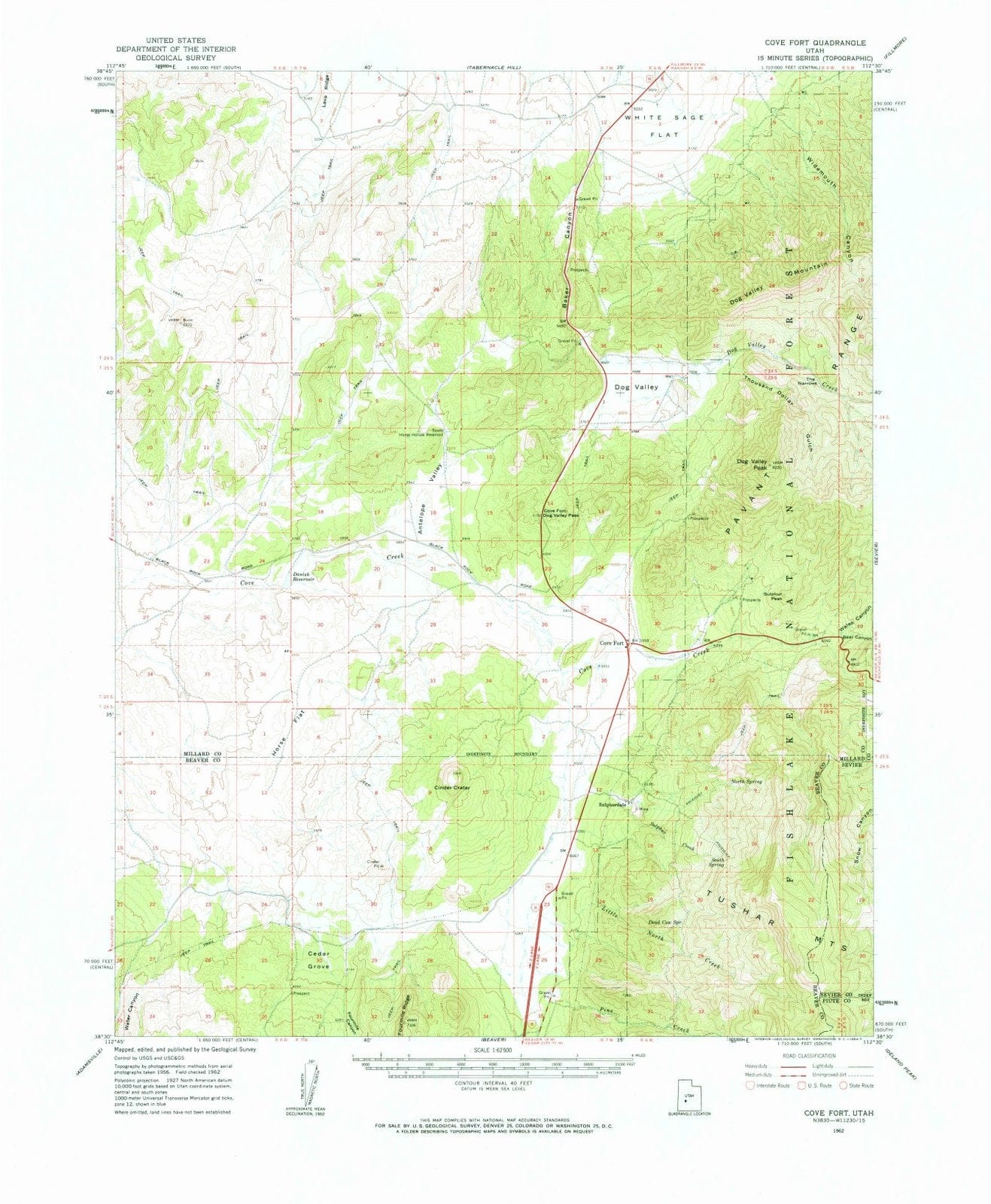 1962 Cove Fort, UT - Utah - USGS Topographic Map