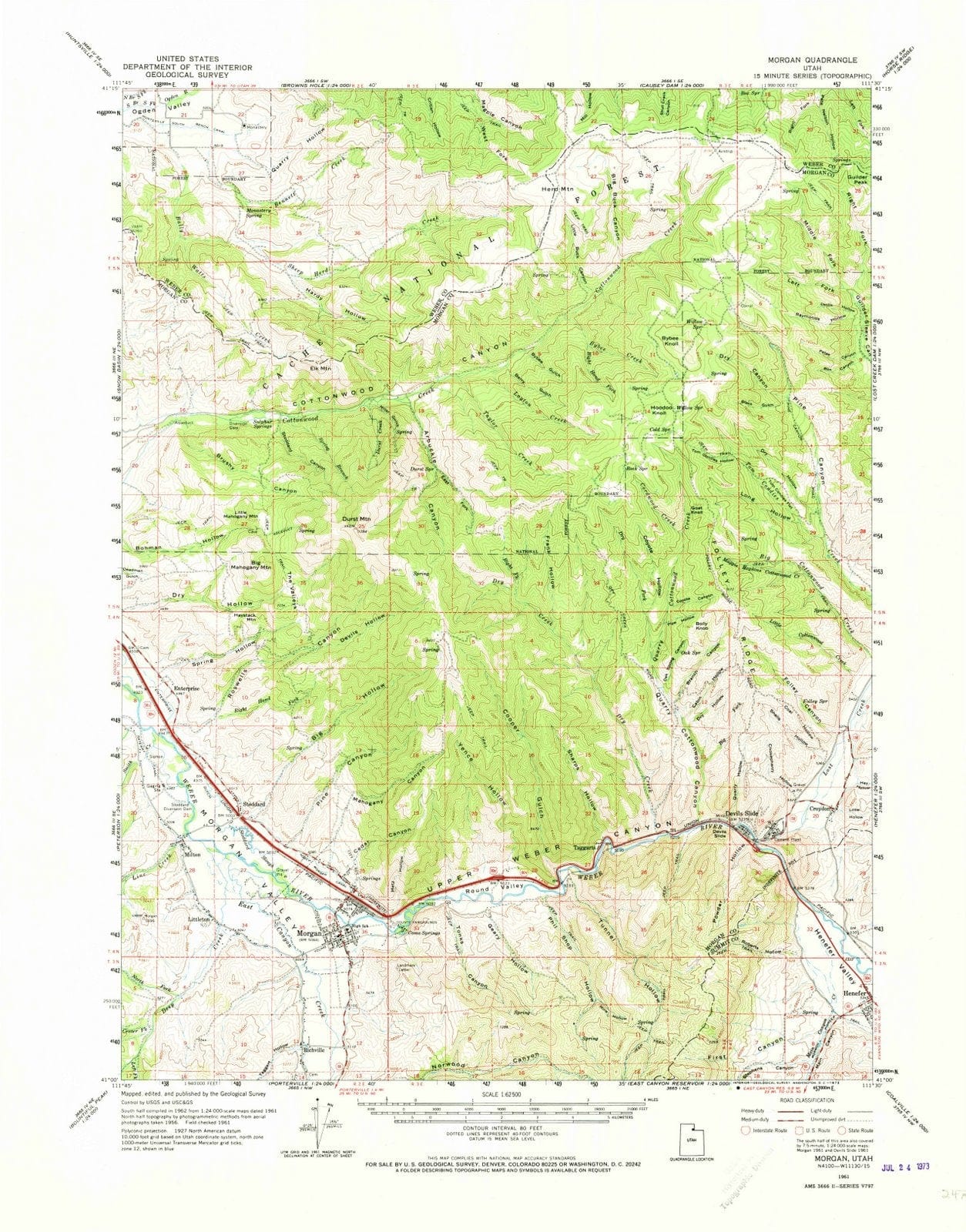 1961 Morgan, UT - Utah - USGS Topographic Map v2