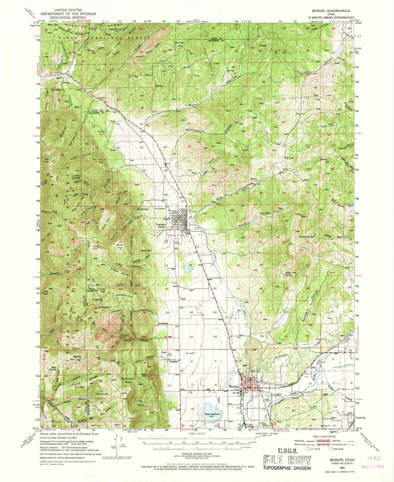 1951 Moroni, UT - Utah - USGS Topographic Map