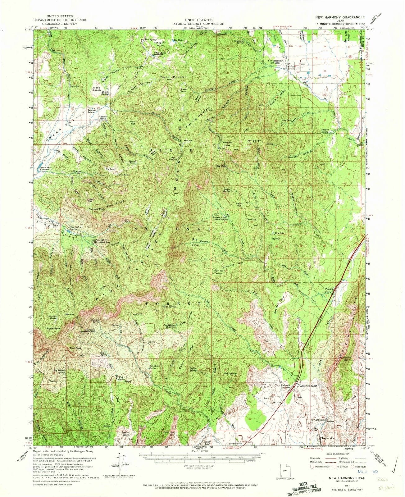 1957 New Harmony, UT - Utah - USGS Topographic Map