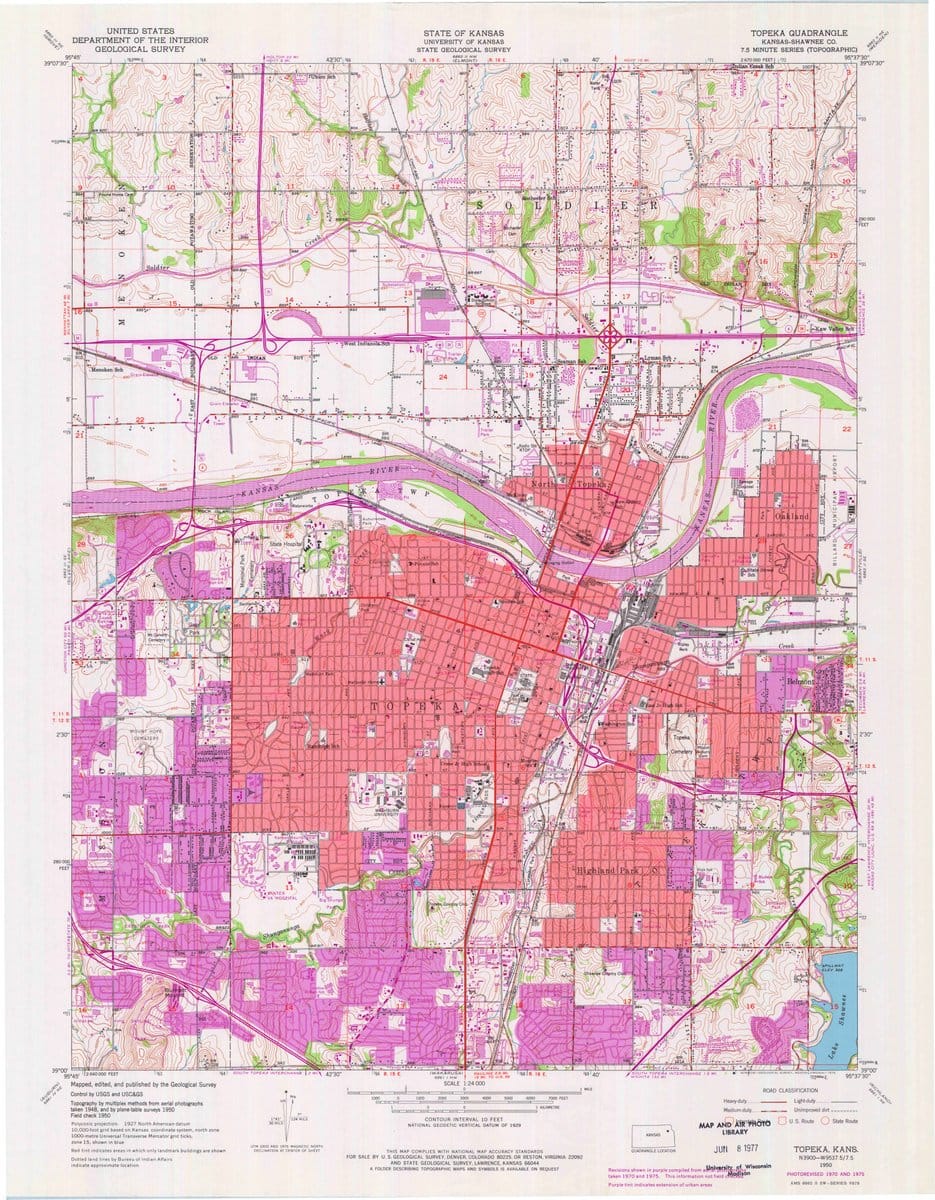 1950 Topeka, KS  - Kansas - USGS Topographic Map