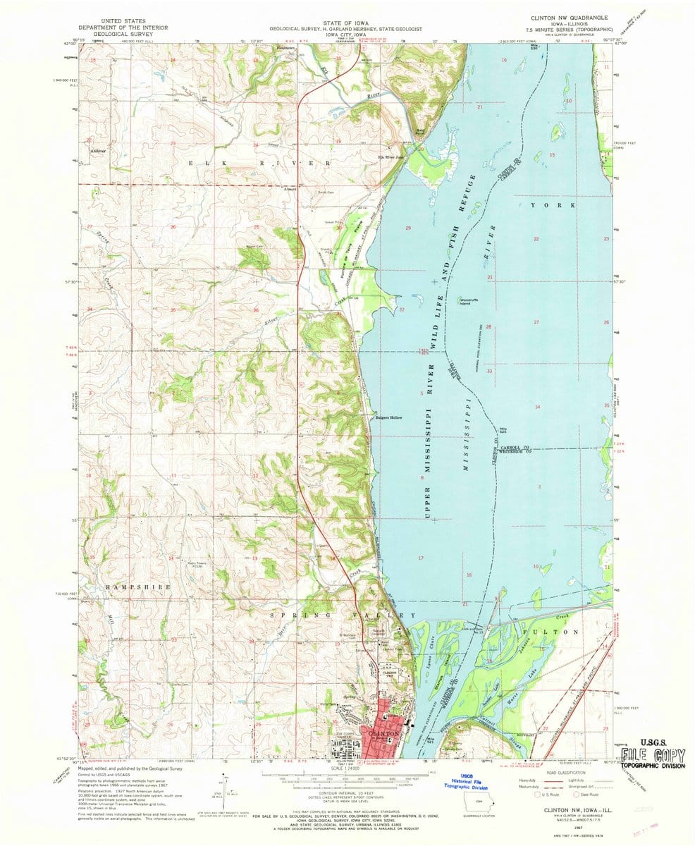 1967 Clinton NW, IA  - Iowa - USGS Topographic Map