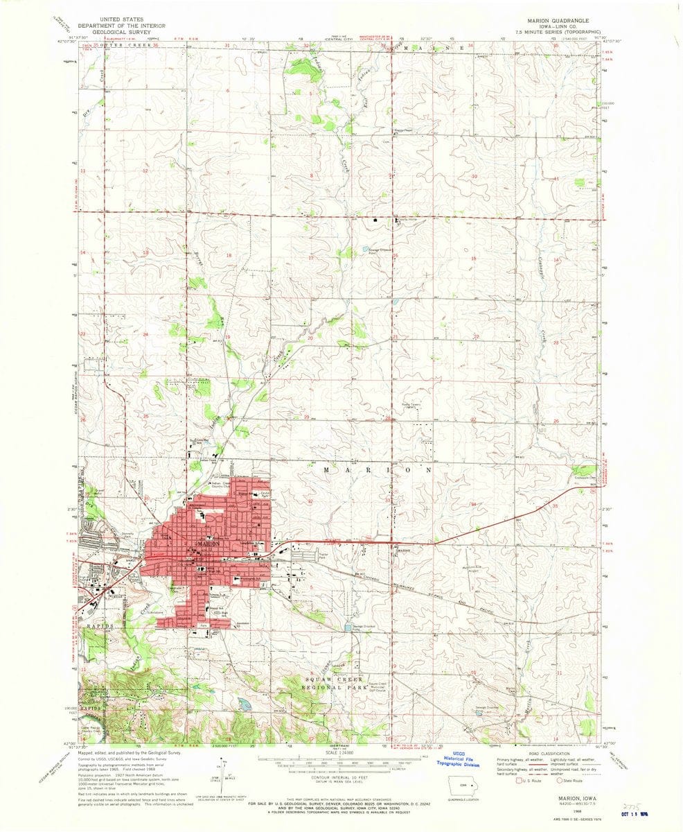 1968 Marion, IA  - Iowa - USGS Topographic Map