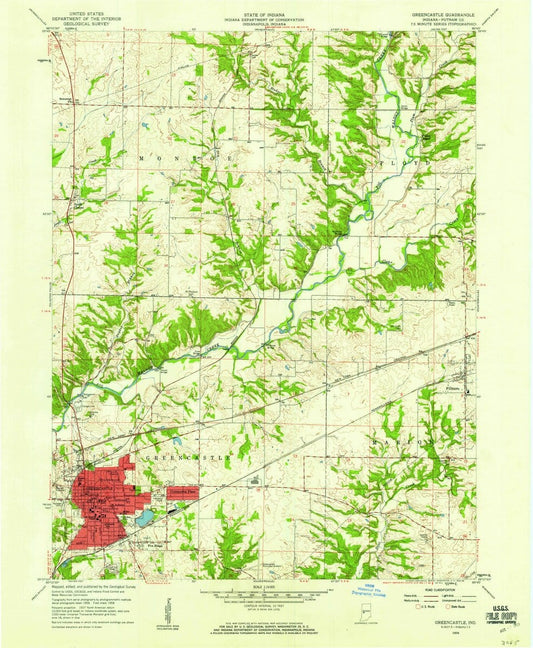 1958 Greencastle, in  - Indiana - USGS Topographic Map