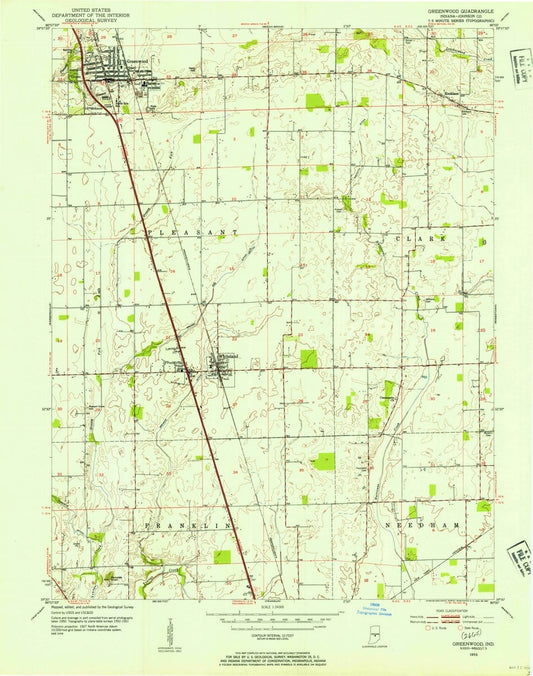 1953 Greenwood, in  - Indiana - USGS Topographic Map