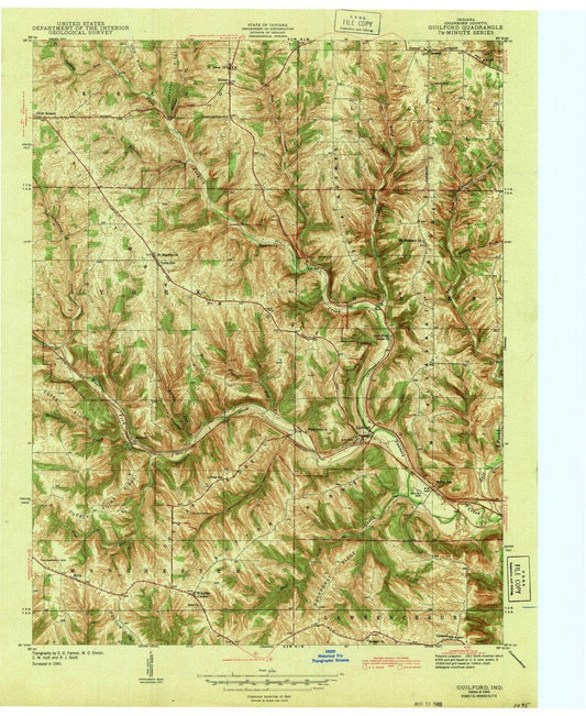 1943 Guilford, in  - Indiana - USGS Topographic Map