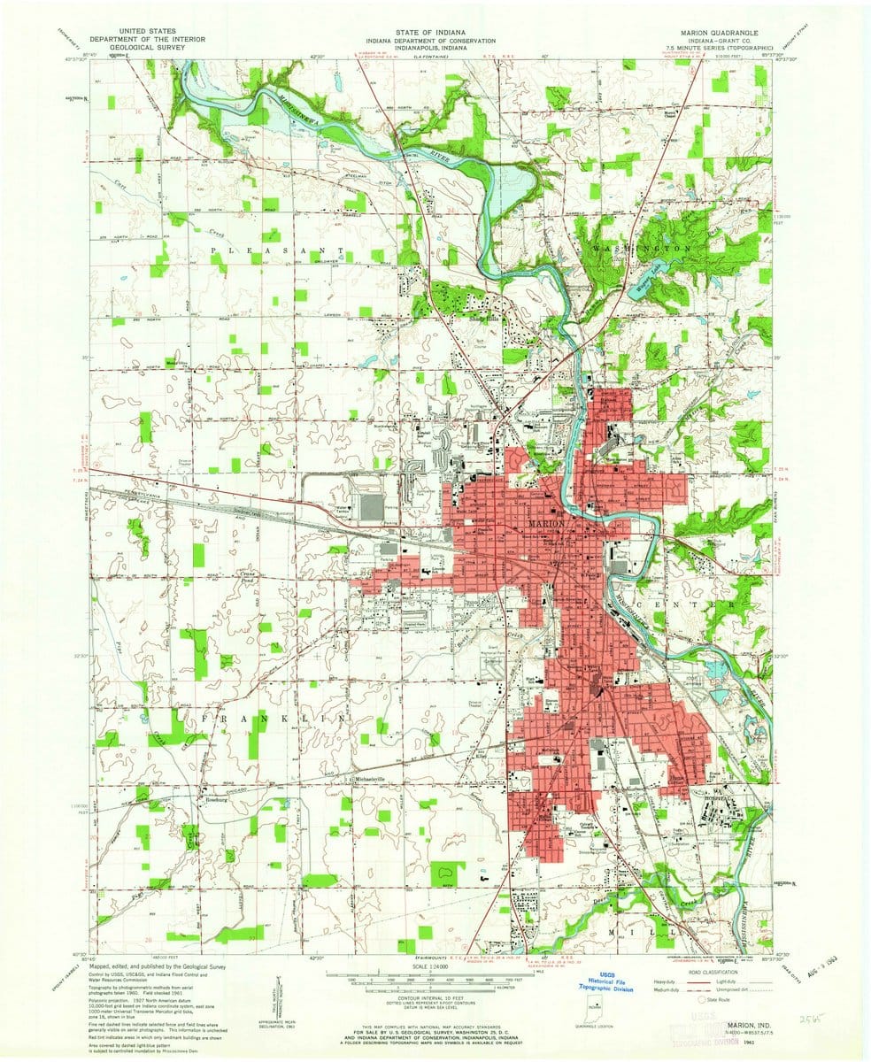 1961 Marion, in  - Indiana - USGS Topographic Map