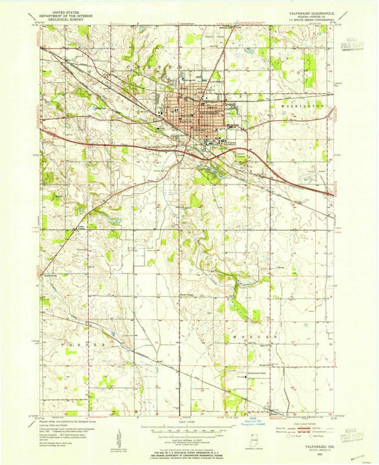 1953 Valparaiso, in  - Indiana - USGS Topographic Map