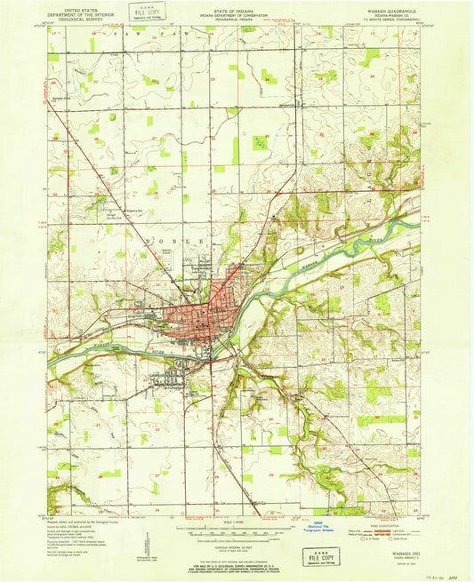 1952 Wabash, in  - Indiana - USGS Topographic Map