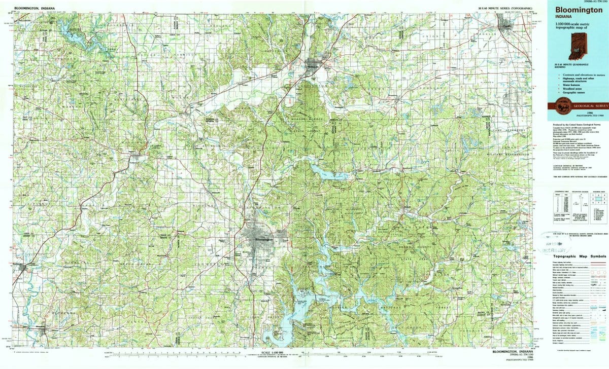 1986 Bloomington, in  - Indiana - USGS Topographic Map