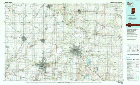 1986 Muncie, in  - Indiana - USGS Topographic Map