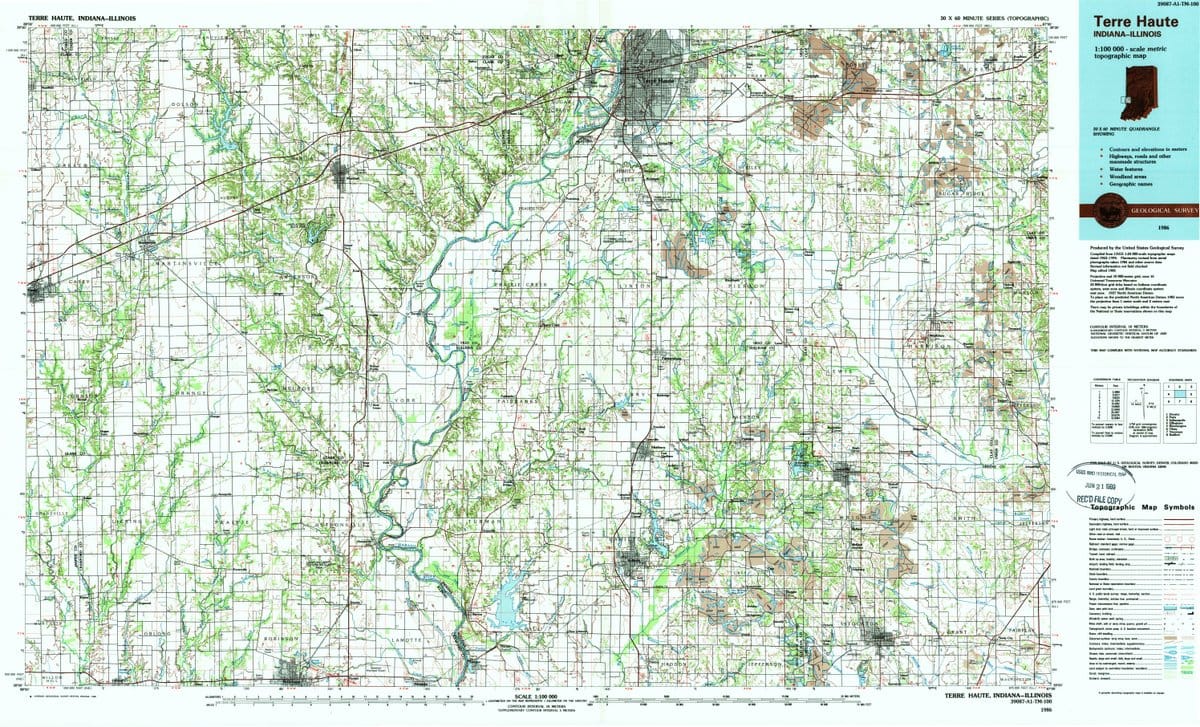 1986 Terre Haute, in  - Indiana - USGS Topographic Map