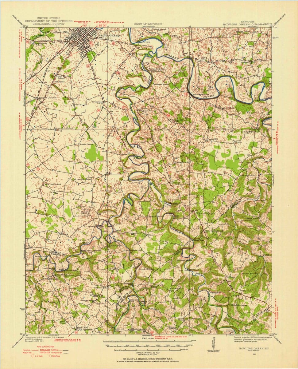 1921 Bowling Green, KY  - Kentucky - USGS Topographic Map
