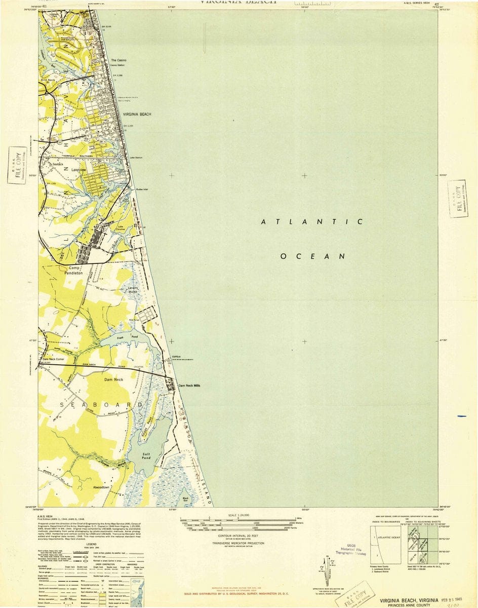 1948 Virginia Beach, VA  - Virginia - USGS Topographic Map