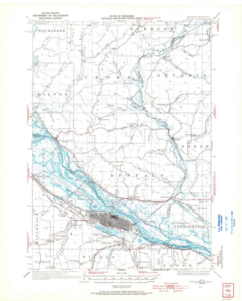 1934 Winona, MN  - Minnesota - USGS Topographic Map