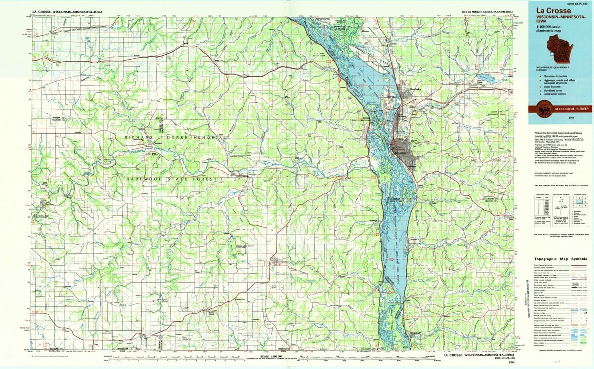 1984 La Crosse, WI  - Wisconsin - USGS Topographic Map