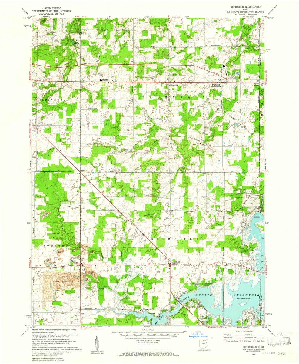 1960 Deerfield, OH  - Ohio - USGS Topographic Map