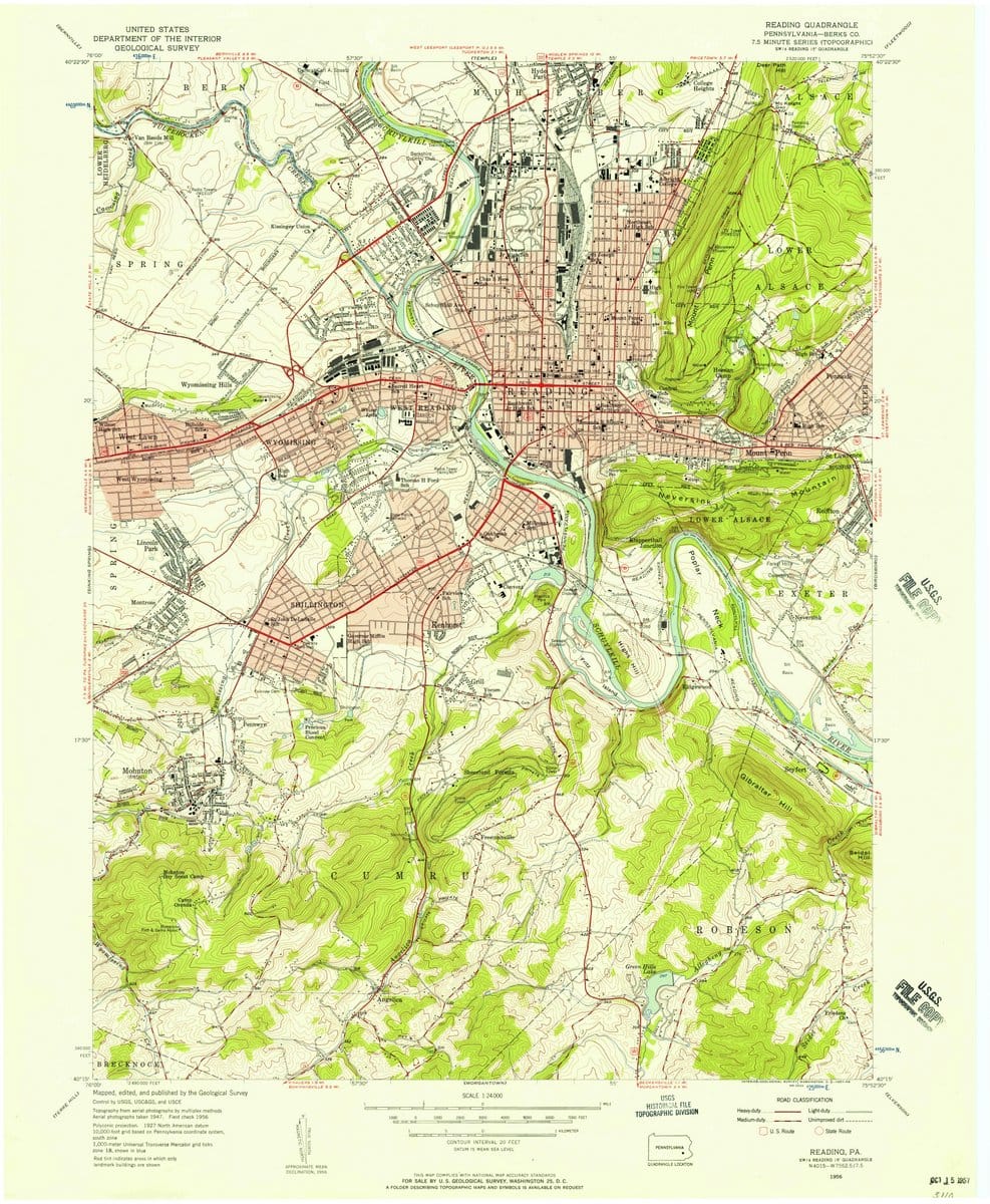 1956 Reading, PA  - Pennsylvania - USGS Topographic Map