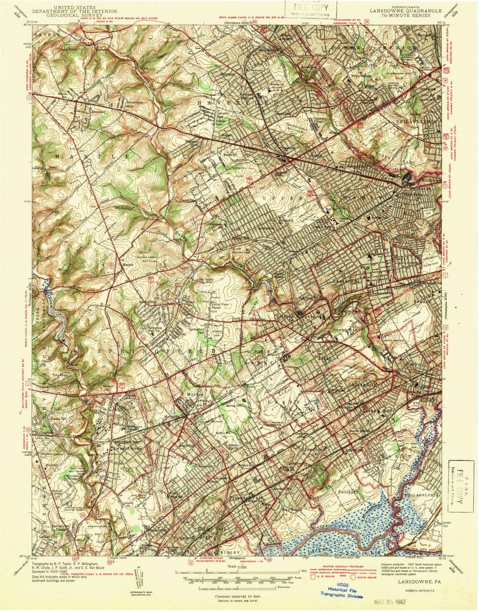1942 Lansdowne, PA  - Pennsylvania - USGS Topographic Map