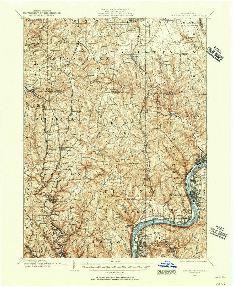1908 New Kensington, PA  - Pennsylvania - USGS Topographic Map