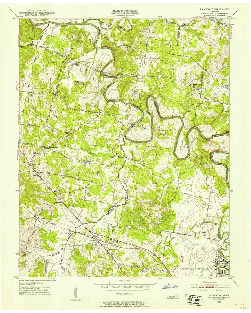1952 La Vergne, TN  - Tennessee - USGS Topographic Map