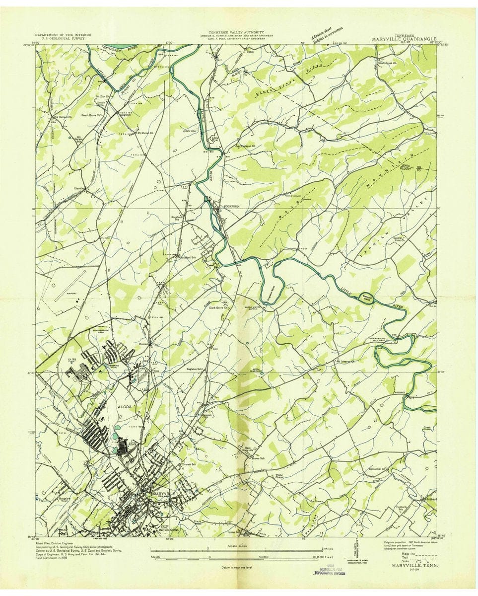 1935 Maryville, TN  - Tennessee - USGS Topographic Map