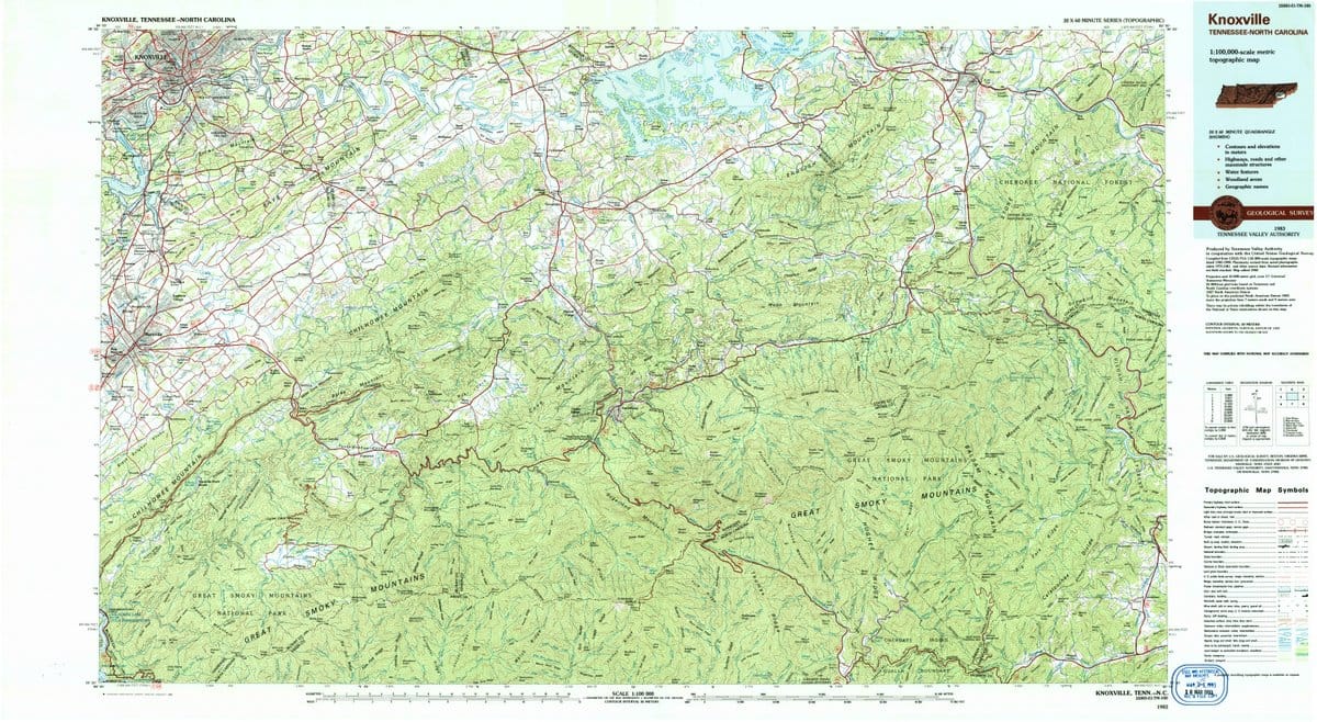 1983 Knoxville, TN  - Tennessee - USGS Topographic Map